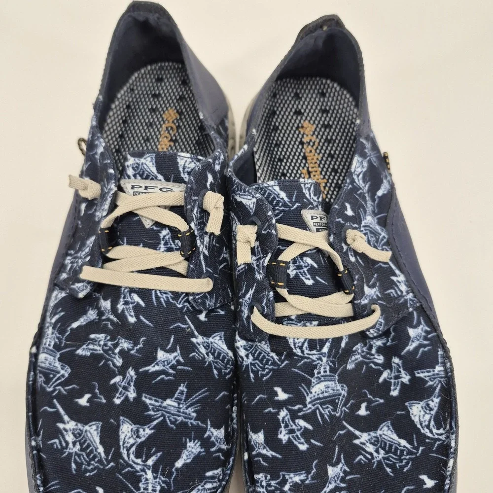 Columbia Bahama Vent Relaxed PFG Laced Boat Deck Shoes Blue BM2658-481 Size 12
